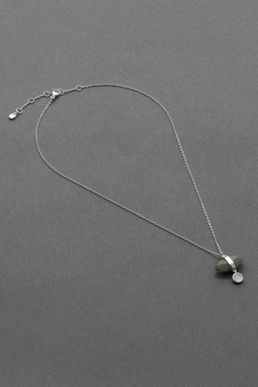 sterling sil stone charm neck